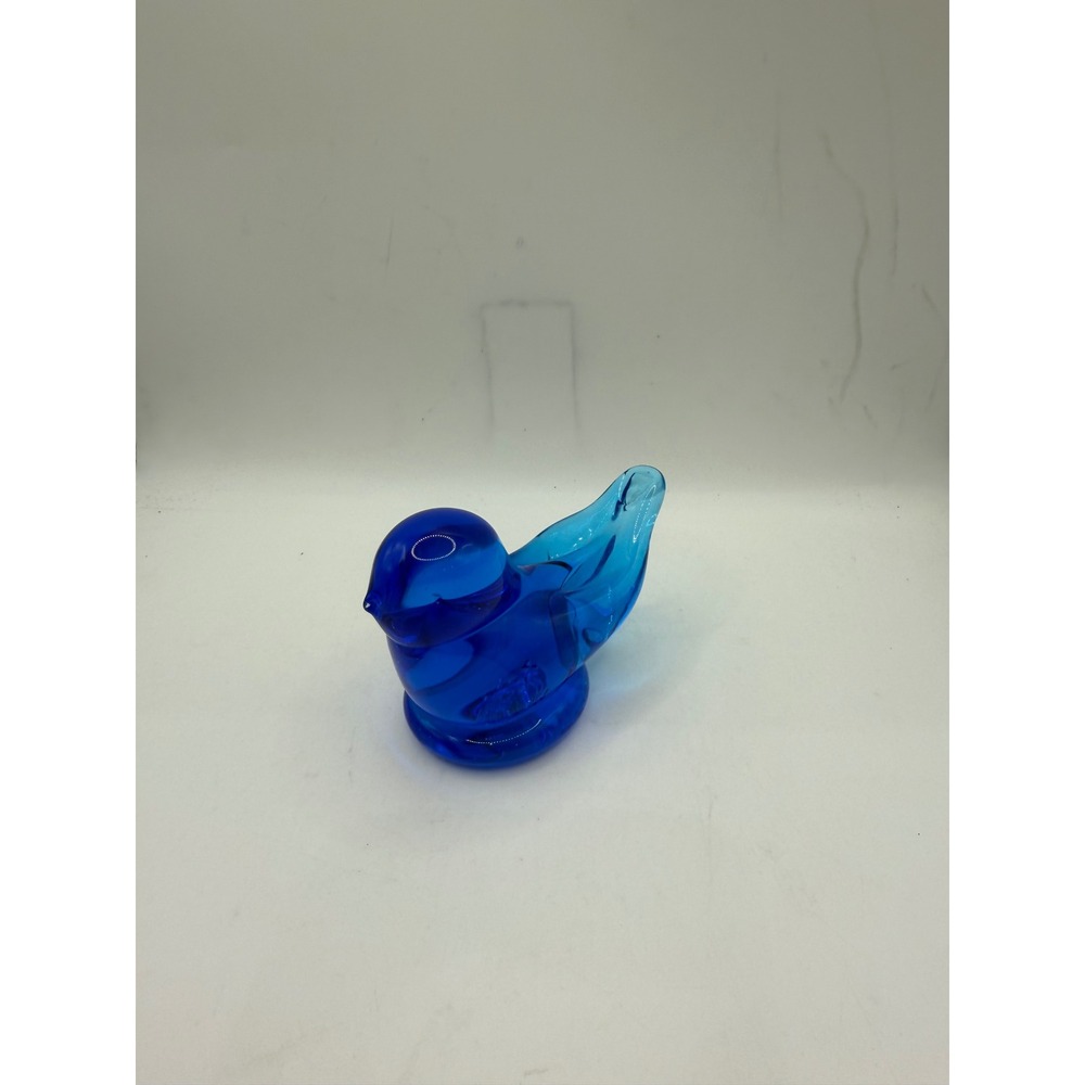 Terra Studios Bluebird of Happiness Art Glass Figurine Signed Cobalt Blue 4in